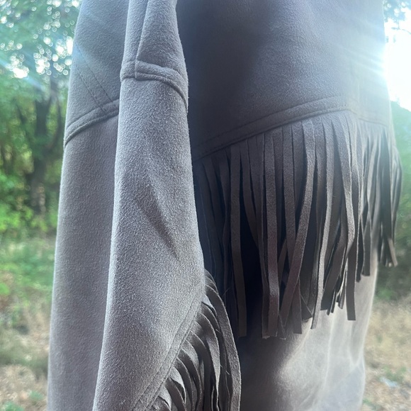 Taupe Forever 21 Country Fringe Shacket Size Medium - Picture 3 of 5